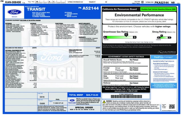 2023 Ford Transit Cargo Van T250 LOW RF RWD