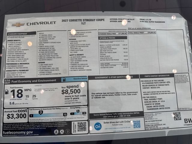 2027 Chevrolet Corvette Stingray 1LT